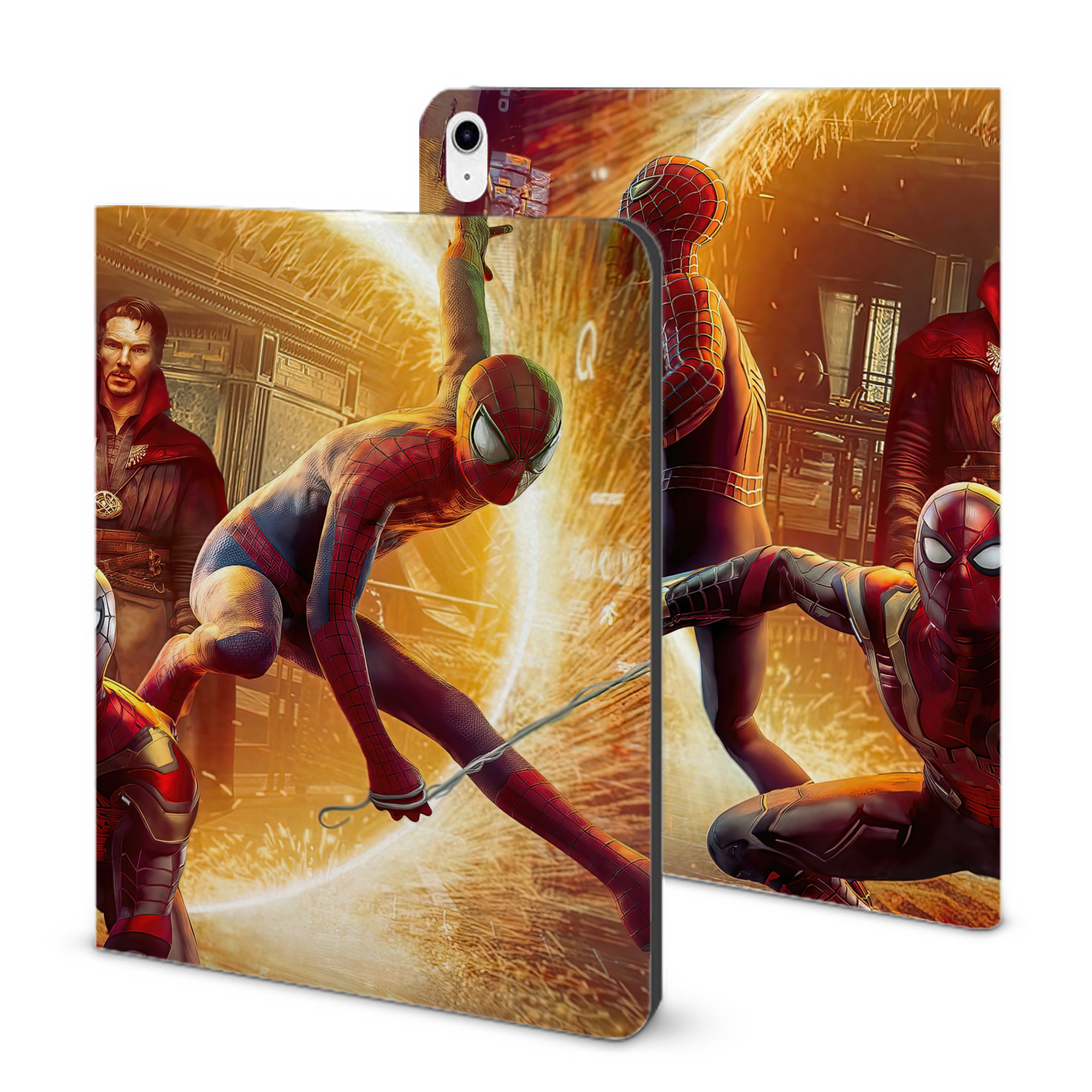 （画像用） Spider Man スパイダーマン IPad ケース ブック型 PUレザー TPU 耐衝撃 軽量 薄型 ペン収納なし 全面保護 IPad 各モデル対応